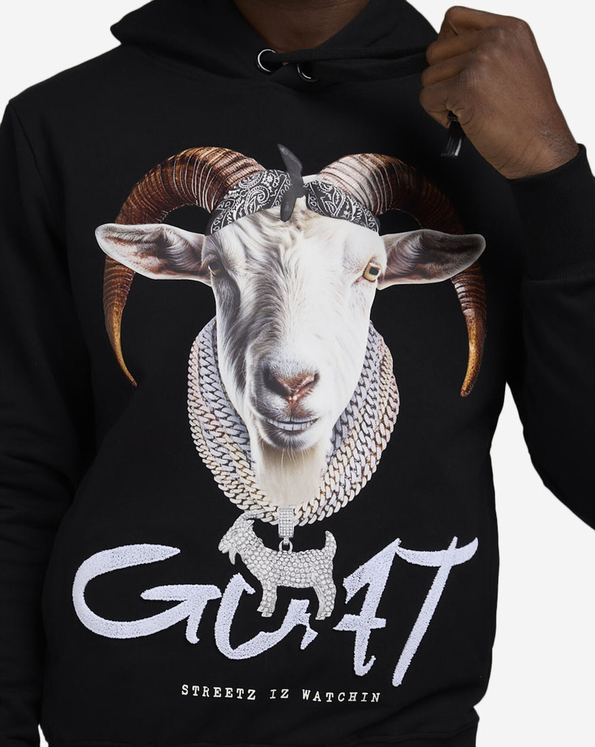 Streetz Iz Watchin GOAT Hoodie Black