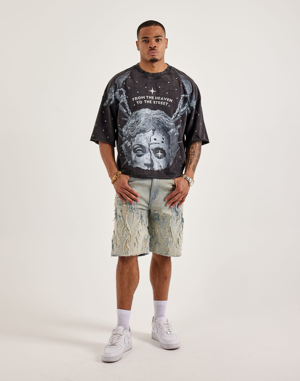 From The Heaven To The Street Tee Washed Black