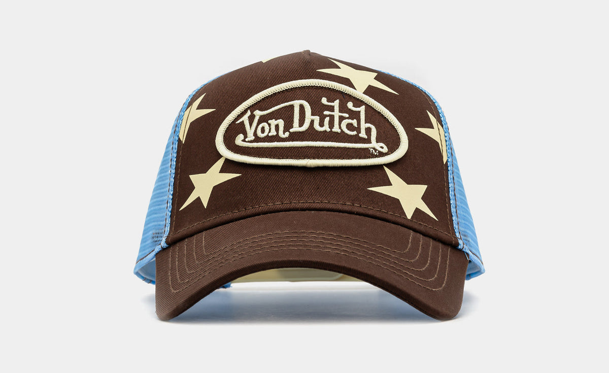 Von Dutch Trucker Cap Brown Blue Stars