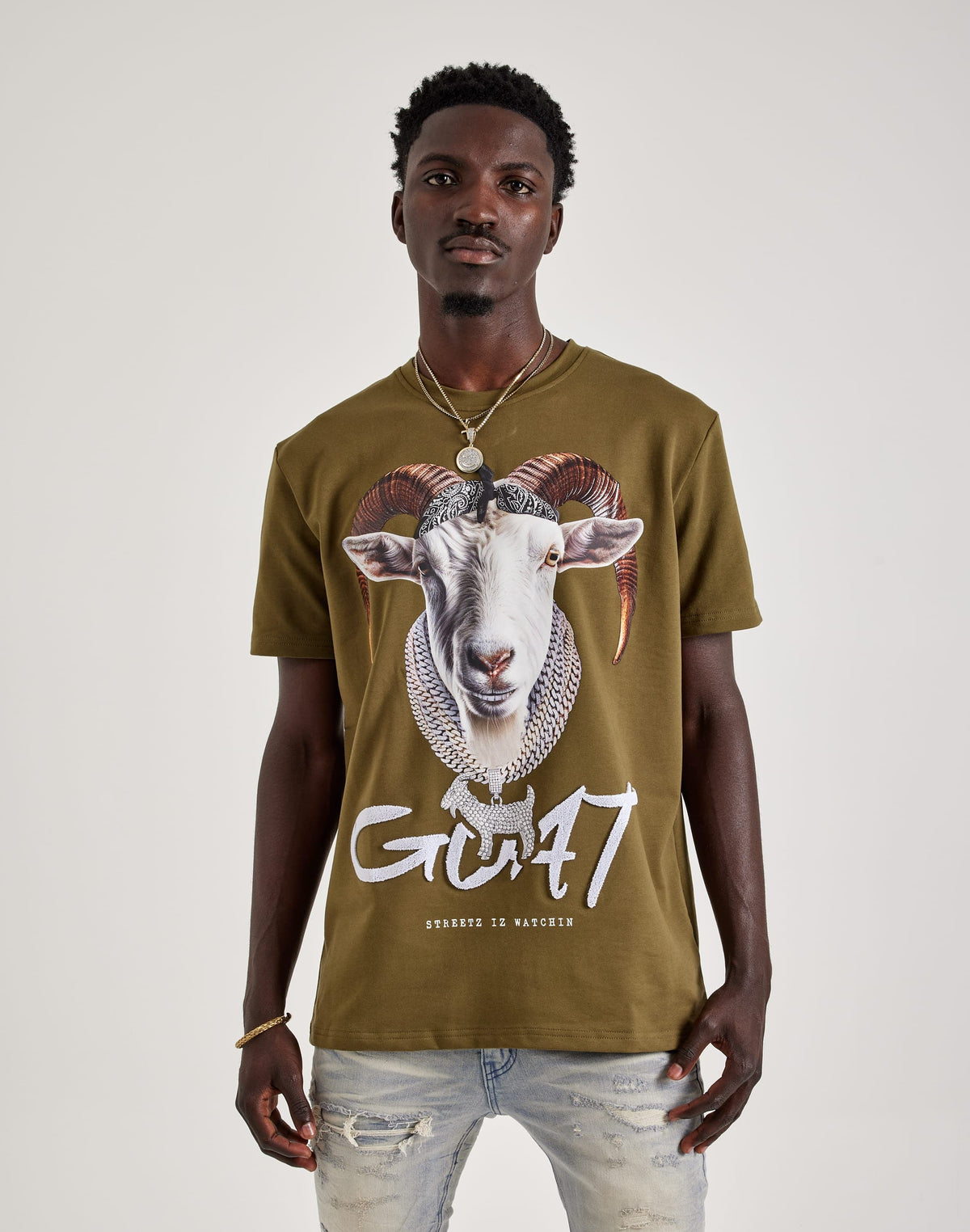 Streetz Iz Watchin G047 GOAT Tee Olive